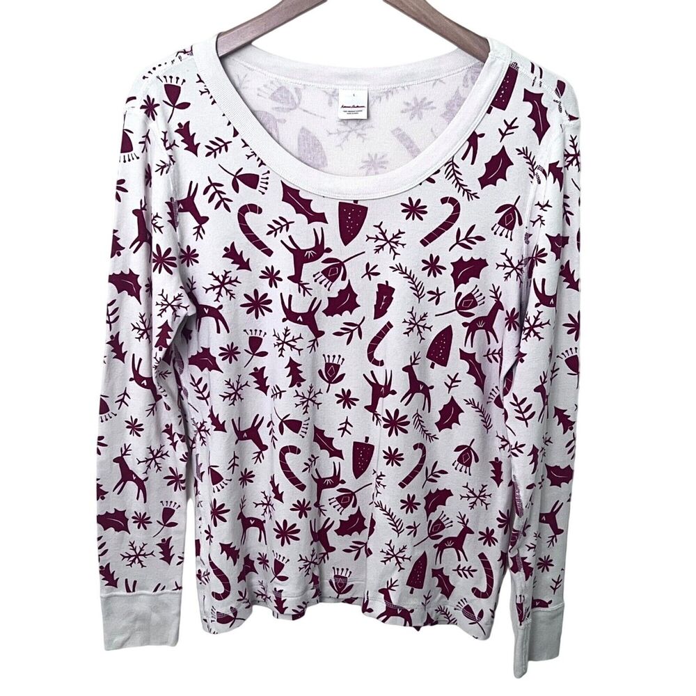 Hanna Andersson Christmas Pajama Top Women’s Large Long Sleeve Organic Cotton